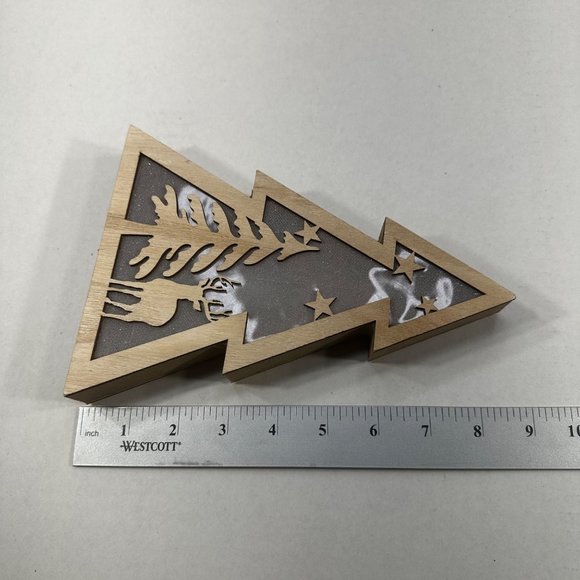 Fabulous Home LED Wooden Christmas Tree And Deer Sign With Lights New With Tags - Picture 8 of 9